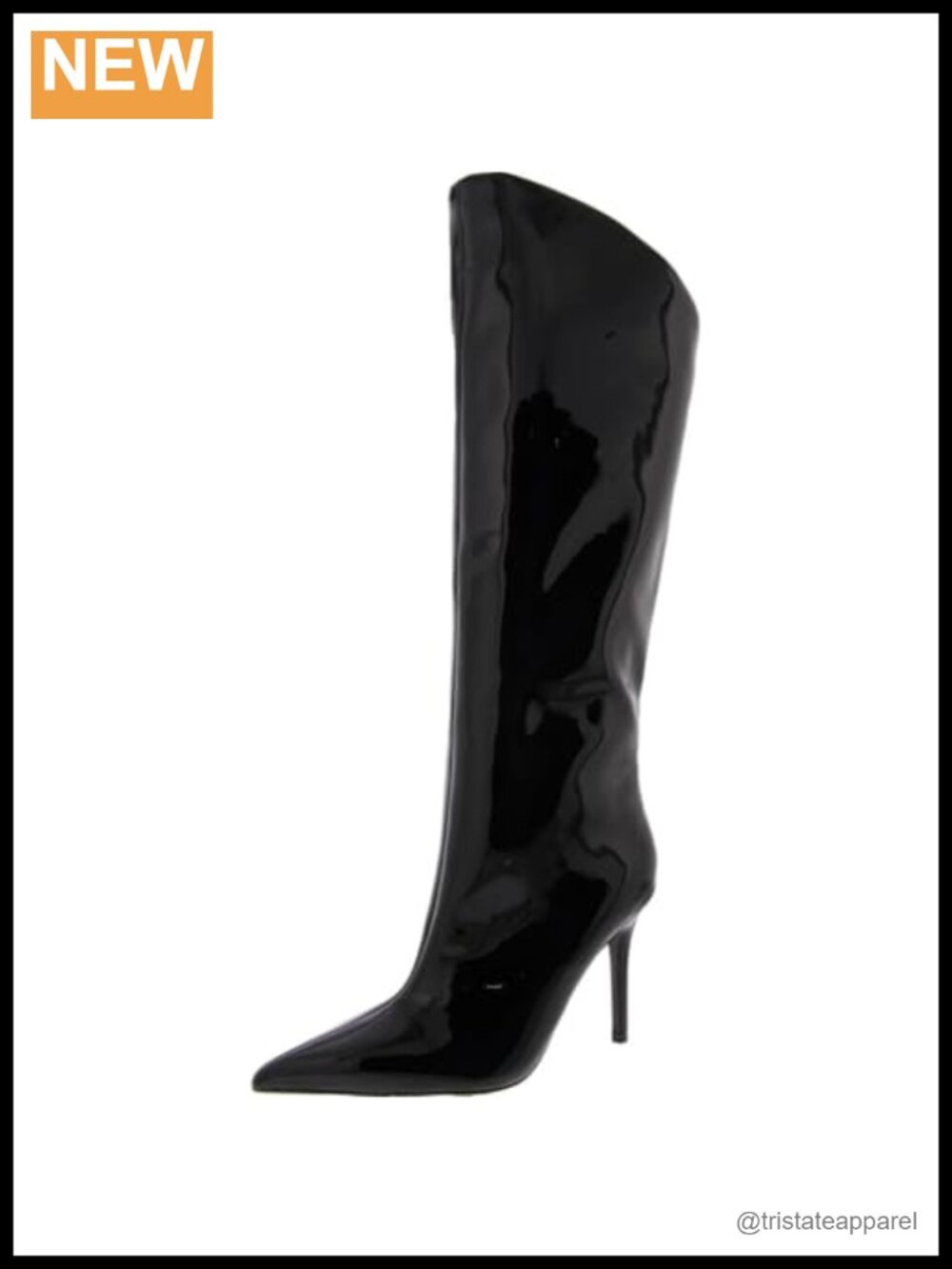 Patent Leather Knee-High Stiletto Equestrian Boots Pull-On